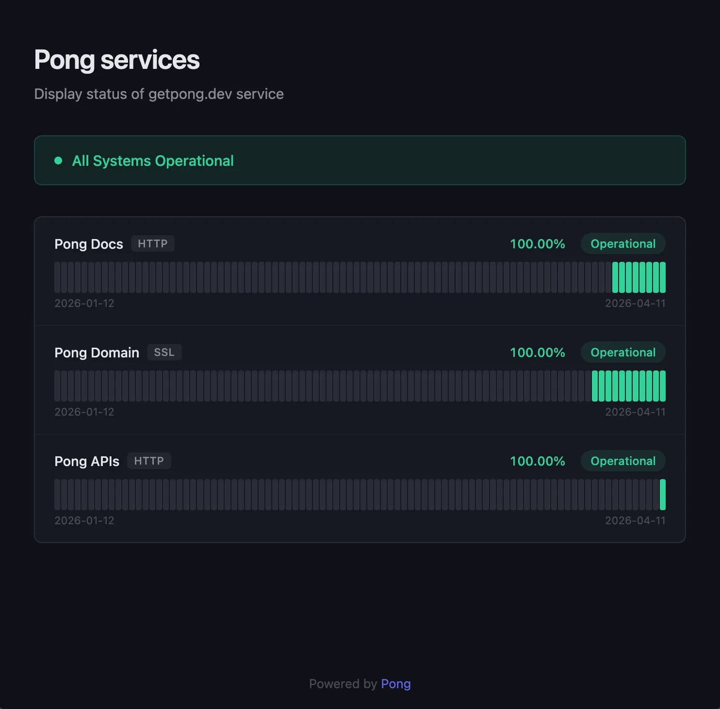 Public status page example